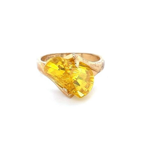 Sterling Gold Vermeil 925 Yellow Cz Taiwan Ring - Picture 1 of 8